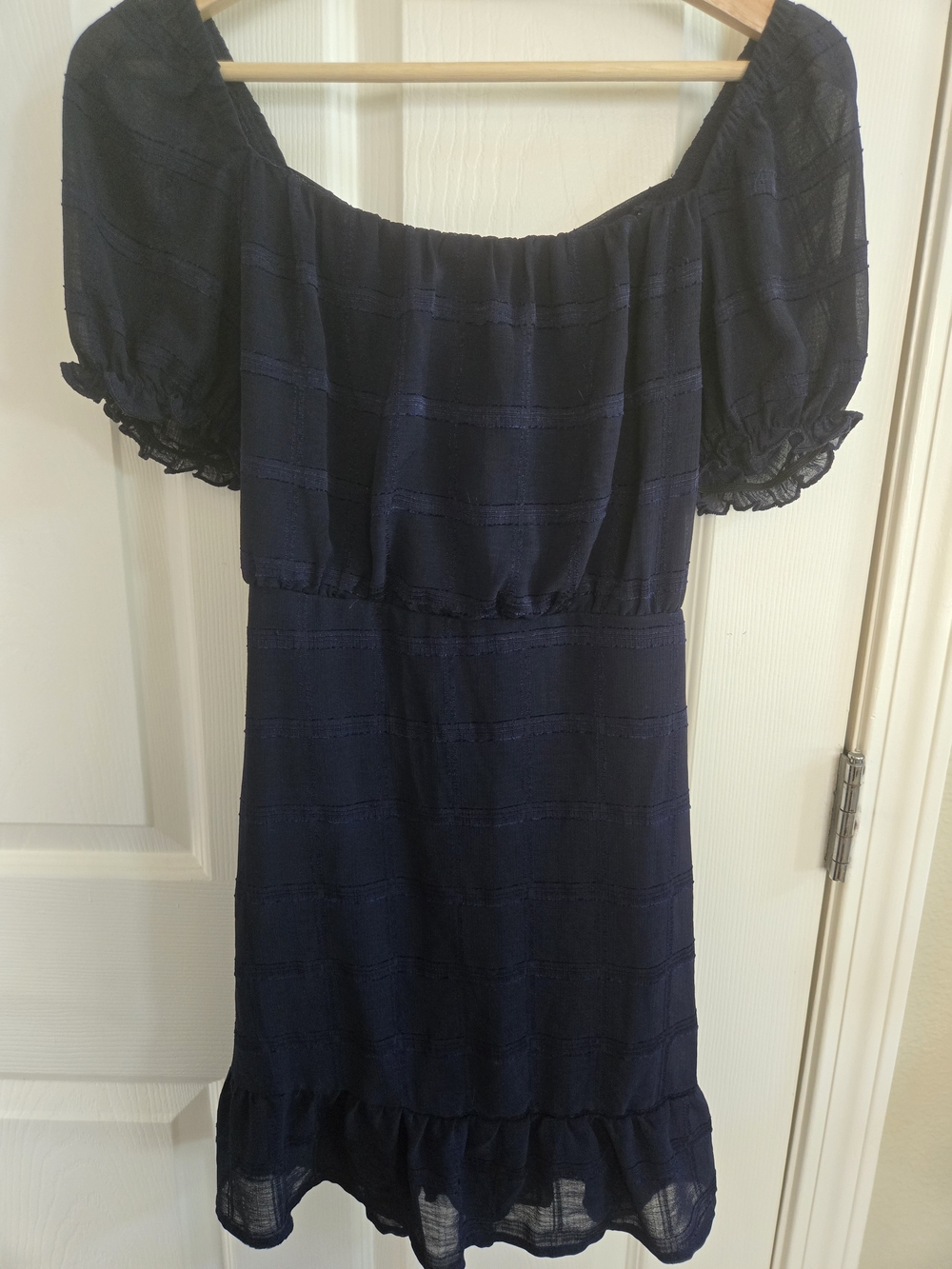 Speechless Navy Chiffon Ruffle Hem Short Dress